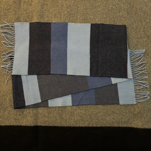 EXPRESS Merino Wool & Cashmere Blue Striped Scarf - Picture 1 of 7